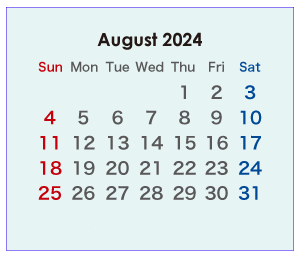 2024年のオーストラリアのカレンダー 8月