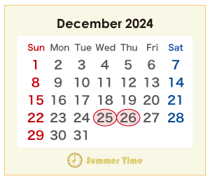 2024年のオーストラリアのカレンダー 12月
