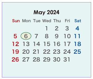 2024年のオーストラリアのカレンダー 5月