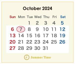 2024年のオーストラリアのカレンダー 10月