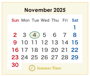 2025年のオーストラリアのカレンダー 11月