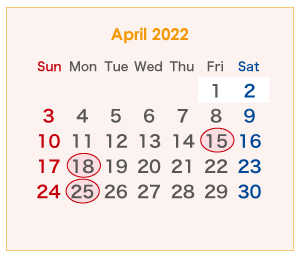 2022年のオーストラリアのカレンダー 4月
