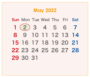 2022年のオーストラリアのカレンダー 5月