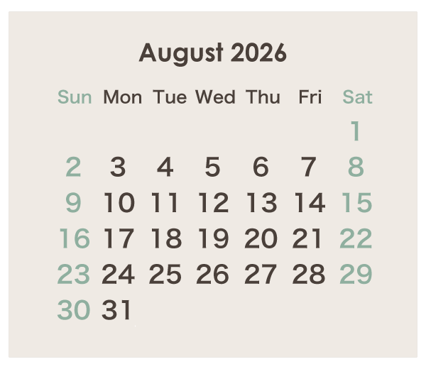 2026年のオーストラリアのカレンダー 8月