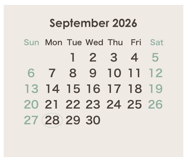 2026年のオーストラリアのカレンダー 9月