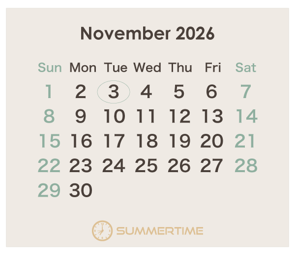 2026年のオーストラリアのカレンダー 11月