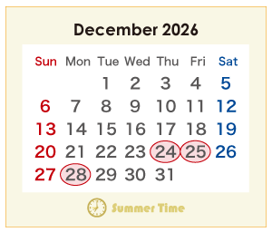 2026年のオーストラリアのカレンダー 12月