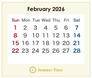 2026年のオーストラリアのカレンダー 2月