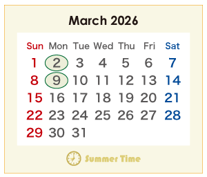 2026年のオーストラリアのカレンダー 3月