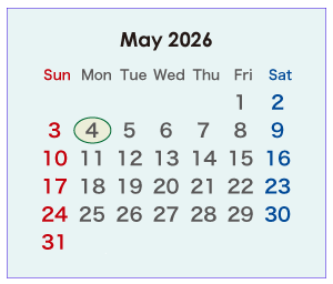 2026年のオーストラリアのカレンダー 5月