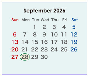 2026年のオーストラリアのカレンダー 9月