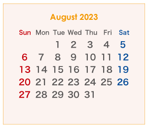 2023年のオーストラリアのカレンダー 8月