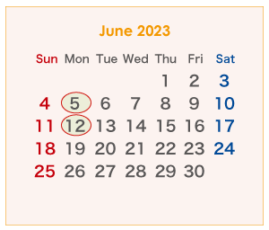 2023年のオーストラリアのカレンダー 6月